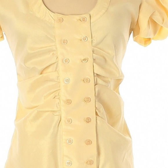 Scoop Neck Puff Sleeve Button Front Top SZ M - Picture 4 of 4